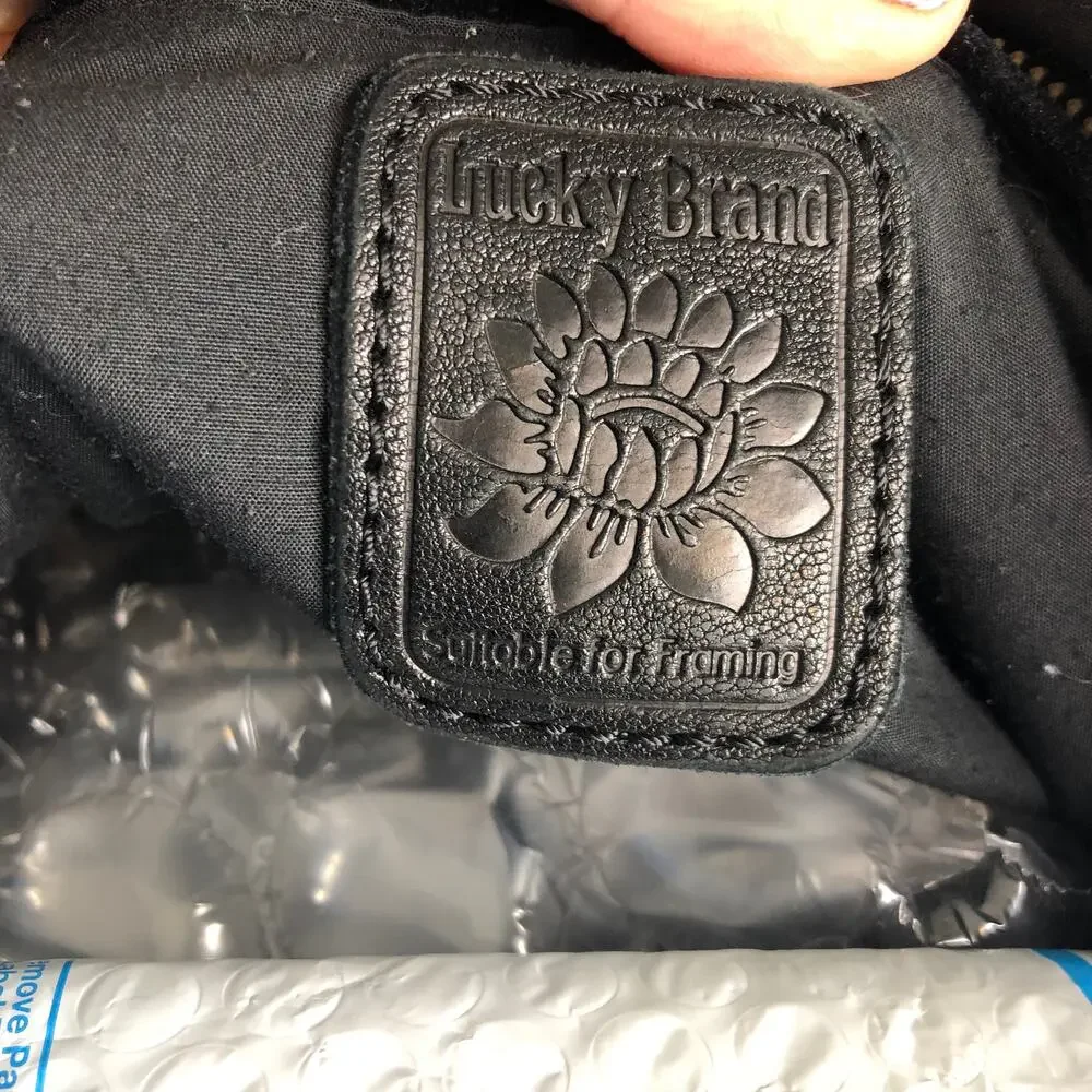 Lucky Brand Abbey Road Lambs Leather Embroidered Cross Body Tote Black